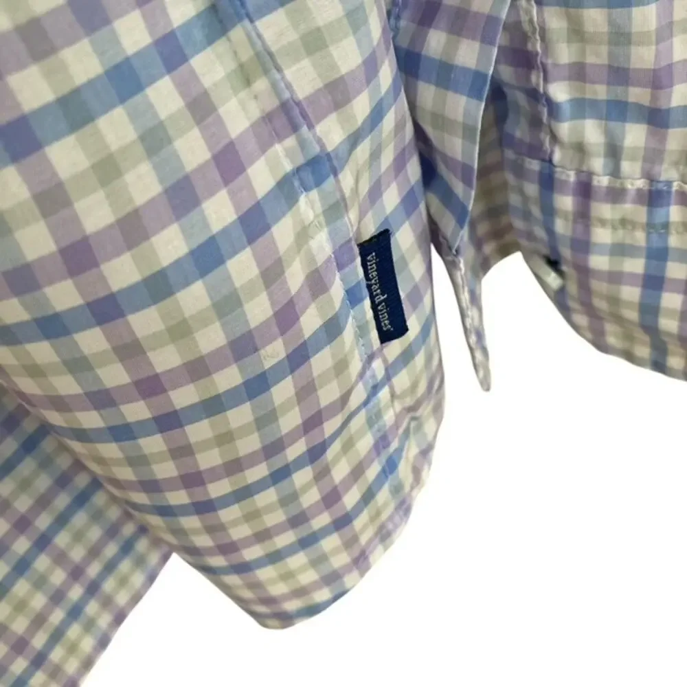 Vineyard Vines Blue, Lavender and White Check Button Up - XL - Picture 5 of 6